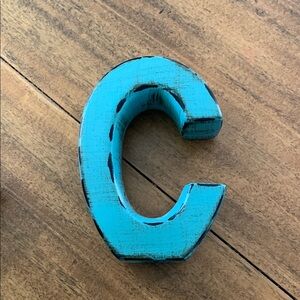 Rustic Turquoise Wooden Letter C